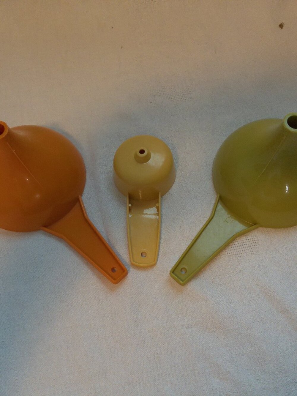 Tupperware Vintage Funnels Orange, Green, Gold Lot of 3